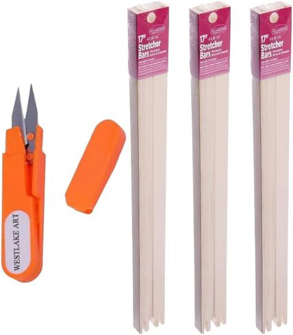 Regular Stretcher Bars 24" x 3/4" - Solid Fir Wood Frame Stretcher Bars | Bundled with Westlake Art Embroidery Scissors - Canvas Wood Stretcher Bars for Embroidery & Needlepoint ~ [Pack of 3] in Saudi Arabia