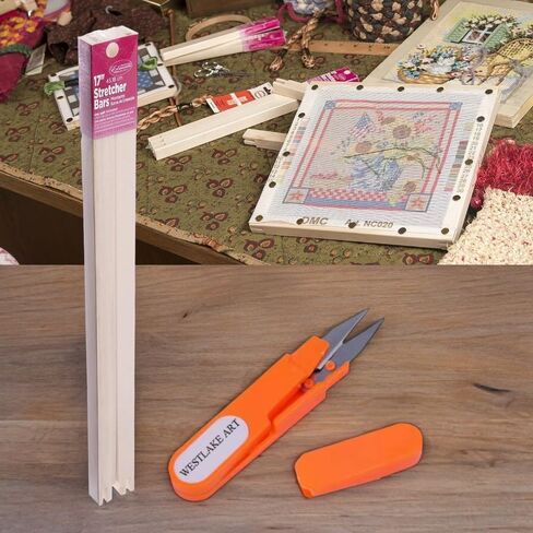 Regular Stretcher Bars 24" x 3/4" - Solid Fir Wood Frame Stretcher Bars | Bundled with Westlake Art Embroidery Scissors - Canvas Wood Stretcher Bars for Embroidery & Needlepoint ~ [Pack of 3] in Saudi Arabia