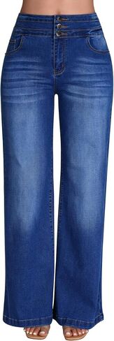roswear Women's Wide Leg Sweatpant Jeans High Waisted Stretch Baggy Denim Pants in Kuwait