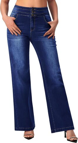 roswear Women's Wide Leg Sweatpant Jeans High Waisted Stretch Baggy Denim Pants in Kuwait