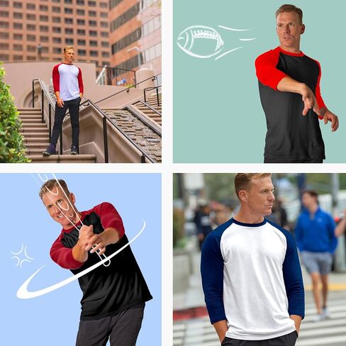 Men's Women's Casual Raglan 3/4 Long Sleeve Sports Baseball T Shirts in Saudi Arabia