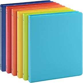 0.5-inch 3-Ring Binder with 2 Interior Pockets, 0.5'' Basic Binders Holds US Letter Size 8.5'' x 11''for Office/Home/Back to School, 6 Pack (White)