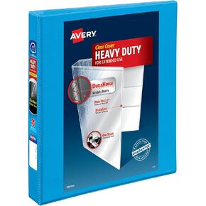 Avery Heavy-Duty View 3 Ring Binder, 2" One Touch Slant Rings, 2.8 Inch Wide Spine, Customizable Clear Cover, Ideal for School, Office, and Home Organization, 1 Light Blue Binder (05501)