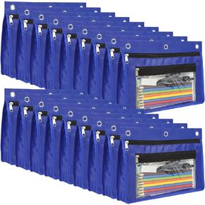 YoeeJob 18 Pack 1 Inch Expandable Zipper Pencil Pouches with Clear Window for 3 Ring Binder, Suitable for School & Office（Black）
