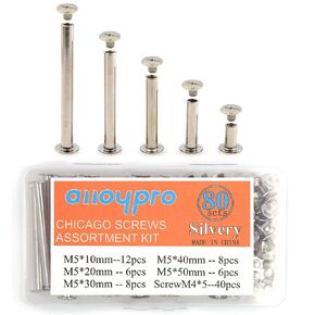 NA Alloypro 80 Pcs Phillips Chicago Binding Screws M5 x 1020304050mm (Golden M5x1020304050)