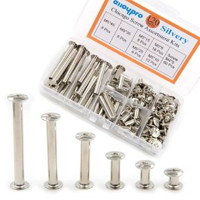 120 Pcs (60 Pair) M5 x 6/10/15/25/35/45 Black Phillips Chicago Screws Binding Screw Posts,Scrapbook Photo Albums Binding Screws Assorted Kit 6 Sizes for Leather Saddles Purses Belt Repair