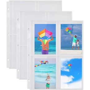 Dunwell Photo Sleeves for 3-Ring Binder, (3.5x5, 10 Pack) for 80 Pictures, Each Photo Page Holds 8 Pictures or 4 Seed Packets, Acid-Free Poly Plastic 3.5 x 5 Album Refill Pages