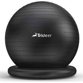 Trideer Ball Chair Yoga Ball Chair Exercise Ball Chair with Base for Home Office Desk, Stability Ball & Balance Ball Seat to Relieve Back Pain, Home Gym Workout Ball for Abs, Pregnancy Ball with Pump
