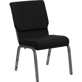 كرسي كنيسة من سلسلة Flash Furniture HERCULES مقاس 18.5 بوصة عرض من قماش منقوش باللون الأسود - إطار الوريد الفضي، 25 بوصة عمق × 19.25 بوصة عرض × 33.25 بوصة ارتفاع