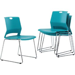 Sidanli Stacking Chairs Stackable Waiting Room Chairs Conference Room Chairs-Black (Set of 4)