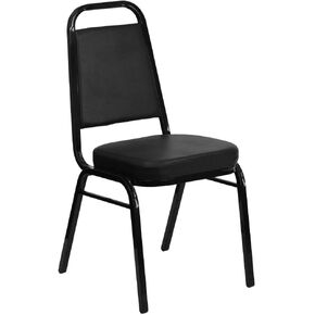 Flash Furniture Hercules Series Trapezoidal Vinyl Banquet and Event Chairs, Commercial Event Chairs with Padded Seats and Backs, Set of 4, Black