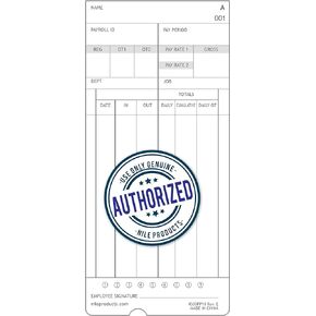 Nile Products - Authorized Time Cards for Nile Products 4500PP Compatible [ 4500PP10 ] Electronic Time Clock, Double Sided Time Sheets (3.37 x 7.37 Inches) - 100 Time Cards Per Package