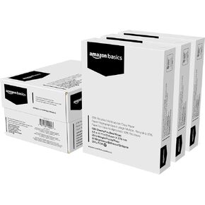 ورق طباعة متعدد الأغراض معاد تدويره بنسبة 30% من Amazon Basics، مقاس 8.5 بوصة × 11 بوصة، 3 رزم، عدد 1500 (ورقة)، أبيض