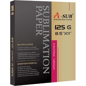 A-SUB Sublimation Paper 8.5x11 Inch 110 Sheets ONLY Compatible with Sublimation Printer and Sublimation Ink 125g