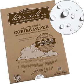 Rite In The Rain Weatherproof Laser Printer Paper, 8.5" x 11", 20# White, 50 Sheet Pack (No. 8511-50)