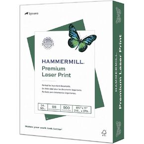 Hammermill 104604 Laser Print Office Paper, 98 Brightness, 24lb, 8-1/2 x 11, White, 500 Sheets/Rm (HAM104604)