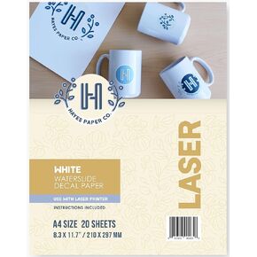 Hayes Paper, Waterslide Decal Paper LASER CLEAR 20 Sheets Premium Water-Slide Transfer Transparent Printable Water Slide Decals A4 Size