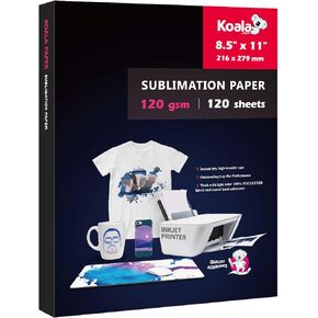 Koala Sublimation Paper 8.5x11 Inch 120gsm 120 Sheets, Apply for personalize Tumbler, Light Colored T-shirts and Other Sublimation Blanks, ONLY Compatible with Sublimation Ink