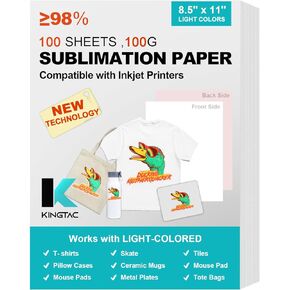 ورق تصعيد 8.5 × 11 بوصة - ورق نقل حراري 100 ورقة إصدار جديد لأي طابعة نافثة للحبر مع حبر تصعيد لأكواب التي شيرت وما إلى ذلك DIY - 100 جرام... in Kuwait