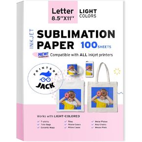 Printers Jack Sublimation Paper 13 x 19 inches 100 Sheets 120gsm, Compatible with Epson & Sawgrass Inkjet Printer with Sublimation Ink Heat Transfer Paper Sublimation for T-shirts Mugs Light Fabric