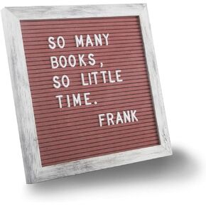 Letter Board by Crystal Lemon, 336 Letters Numbers & Symbols, Felt Letter Board, 10x10 Inches, Changeable Wooden Message Board Sign, Wood Frame, Wall Mount, Free Standing(Gray)