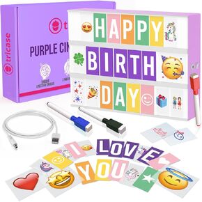 Pink Cinema Light Box with 312 Letters, Emojis & 3 Markers - Led Light Box Sign for Home & Pink Room Decor - Premium Light Up Letter Board - Best Gift Idea for Women & Girls on Christmas or Birthdays