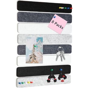 Felt Pin Board Bar Strips Bulletin Board for Bedrooms Offices Home Wall Decoration, Notice Board Self Adhesive Cork Board with 35 Push Pins for Paste Notes, Photos, Schedules