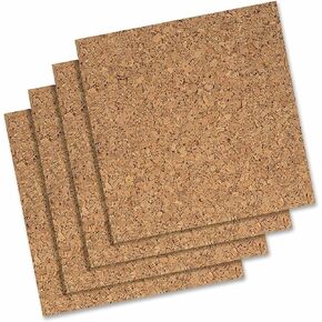 Quartet Cork Tiles, Cork Board, 12" x 12", Bulletin Boards, Dark Cork, 4 Pack (101)