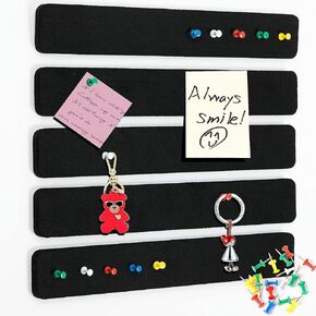 Felt Pin Board Bar Strips Bulletin Board for Bedrooms Offices Home Wall Decoration, Notice Board Self Adhesive Cork Board with 35 Push Pins for Paste Notes, Photos, Schedules