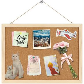 FEBSNOW Cork Board Bulletin Board 15.7 x 12 Inches with Rectangle White Frame Hanging Pin for Office Home Message Board or Vision Board Decoration