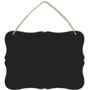 Wooden Double Sided Hanging Chalkboard Signs,Memo Message Sign, Vintage Erasable Message Board Sign with Hanging String for Wedding Kitchen Home Party Decoration (Rectangle 03)