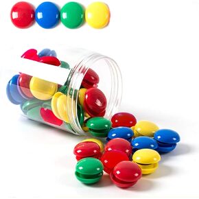 Notice Board/Planning Magnets, Tiberham 80 Pack 20 mm Round Plastic Covered Magnetic Buttons, Refrigerator Whiteboard Magnets for School Office Home - 4 Assorted Colors