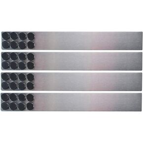 Lockways Magnetic Whiteboard Strip Set 4 Pieces 2 x 15 Inch Bulletin Board bar, Silver Stainless, Adhesive Backing Memo Board for Office, Magnetic Calendar, Photos, Name Cards & Papers