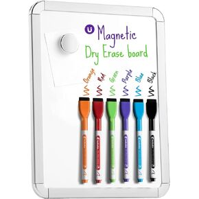 Kedudes Magnetic 8.5’’ x 11’’ Small Dry Erase Whiteboard - includes 6 Magnetic Dry Erase Markers, Assorted Colors - Small Dry Erase Board - White Board Small - Great for Fridge, Locker