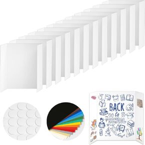 12 Pcs Small Trifold Poster Board, 21.5 x 14 inches Poster Board with Double Sided Tapes and Cardboard, Corrugated Presentation/Display Board for School Project, Science Fair, Business