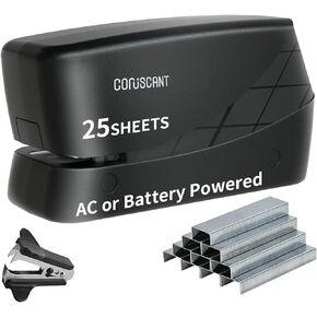 Coruscant Electric Stapler, Heavy Duty Desktop Stapler, Includes 2000 Staples and 1 Staple Remover, No-Jam Automatic Stapler AC or Battery Powered, 25 Sheet, Professional for Office Home School Use