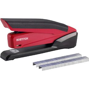 Bostitch Office Executive 3 in 1 Stapler, Includes 210 Staples and Integrated Staple Remover, One Finger Stapling, No Effort, 20 Sheet Capacity, Spring Powered Stapler, Red