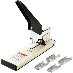 M&G Heavy Duty Stapler with 1000 Staples, 100 Sheet High Capacity, Manual Big Stapler, Large Metal Office Stapler for Paper Binding, Black & White