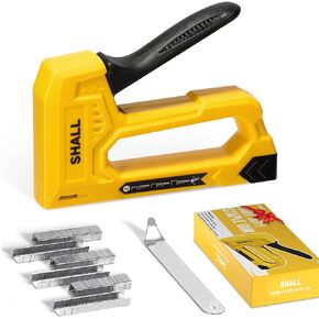 SHALL Light Duty Staple Gun for Wood - Red Upholstery Staple Gun with 1600pcs JT21 Staples 1/4, 5/16, 3/8 inch and Staple Remover - Fabric Stapler Gun for Crafts, DIY, Decoration
