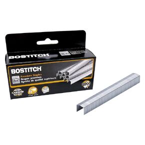 Bostitch Office B8 PowerCrown Staples, 0.375 Inch Leg, 45 Sheet Capacity, 5,000 Per Box (STCR21153/8), Silver