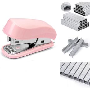 Pink Color Mini Stapler with Staples,Small Cute Stapler for Desk,Gift for Student or Office Use (Pink)