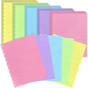 120 Sheets/240 Pages Letter Size Discbound Lined Refill Paper, A4 Loose Leaf Paper 5 Colors 11-Disc Thicker Refillable Planner Inserts, 8.5 X 11 Inch, 120gsm