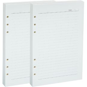 A5 Filler Paper Binder Refillable Lined Paper Inserts For 6 Ring Loose Leaf,Milky White,A5 Planner Inserts,8.3 x 5.5 IN,100 Sheets/200 Pages 2-Pack