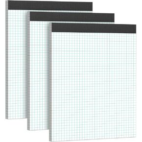 10 Pack Graph Papers 8-1/2 x 11-3/4 Quadrille Pads 4x4 Blue Quad Rule Notebook Paper White Graph Paper Pad Double Sided Grid Paper Pad 8.5"x11.75" Square Paper Pads for School, Office - 50 Sheets/Pad