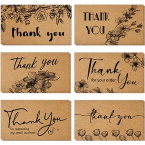 KiDEPOCH 180 Thank You Cards Small Business, Mini Thank You for Supporting Note Cards, 6 Design Thanks Greeting Cards bulk for Retail Store, 2x3.5inch