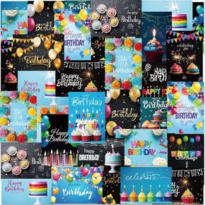 200 Set Unique Happy Birthday Card Bulk with Envelope and Sticker Blank Greeting Card Large 5 x 7 Inch Suitable for Office Kids Women Men, 20 Styles(Retro Style)