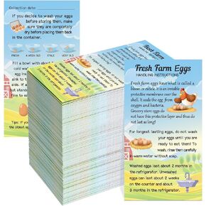 Fresh Farm Eggs Handling Instruction Cards 2 x 3.5'' Egg Carton Stamp Bulk Label Cards Design for Carton Basket Farm Business Accessories(200 Pcs,Simple Style)
