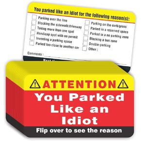 PARTH iMPEX You Parked Like an Idiot Business Cards (Pack of 100) Bad Parking Cards 3.5"x2" Multi Reasons Violation stocking stuffers for adults