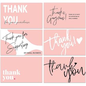 300PCS Thank You For Supporting My Business Cards, 6 Styles-2" x 3.5" Small Customer Appreciation Card for Shop, Online Retailers, Business Supplies and Local Stores