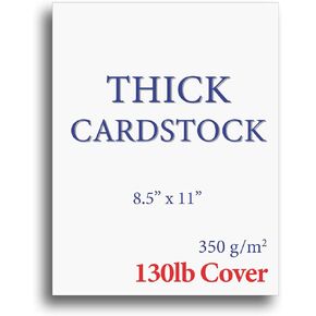 Extra Heavy Duty 130lb Cover Cardstock - Bright White - 350gsm 17pt Thick Paper for Inkjet & Laser Printers - 8-1/2" x 11" - 40 Pack